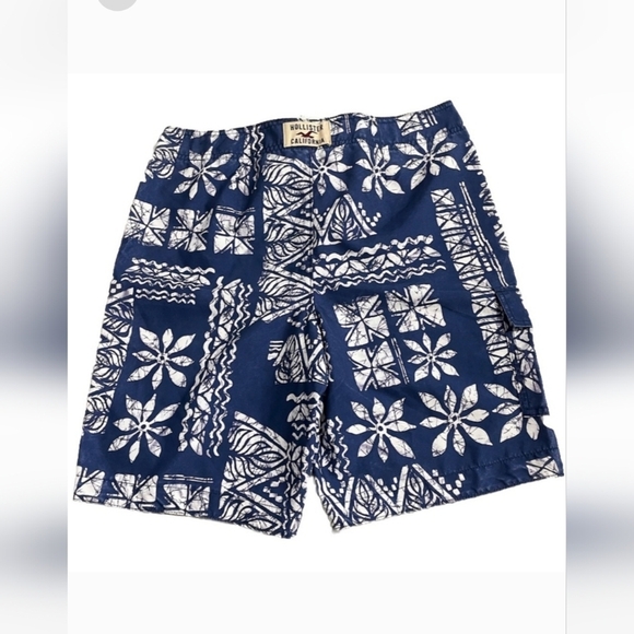 💚5/$25 Hollister Board Shorts Blue & White LSwim Trunks Beach Surf Size Medium - Picture 2 of 5